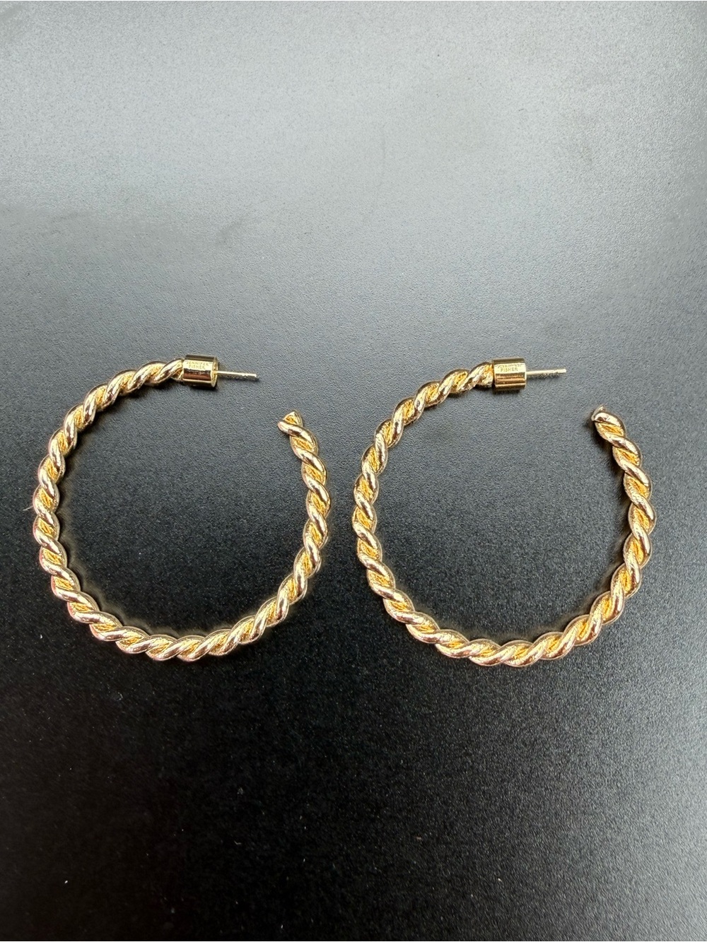 Jennifer Fisher Twisted Lilly Hoops Earrings 14K Gold Posts Plated Brass - Picture 6 of 9